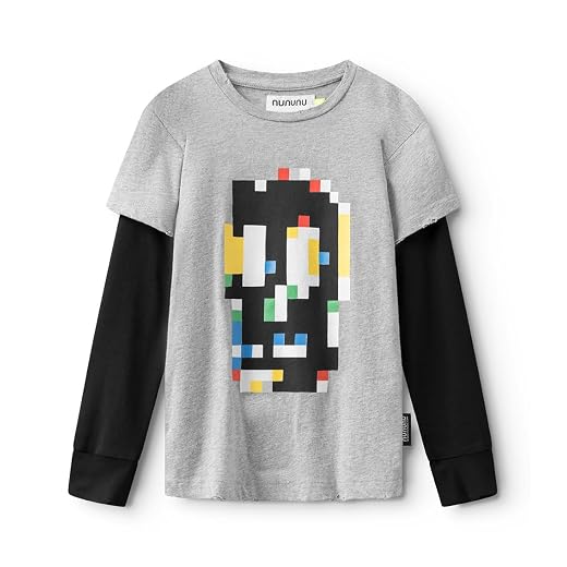 NUNUNU Unisex Long Sleeve T-Shirt for Toddlers, Kids and Teens, Boys and Girls, 100% Cotton, Cool Graphic Prints