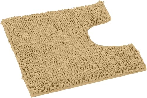 Miniatura 9 de LuxUrux Tapete de baño para inodoro en forma de U, súper absorbente y antideslizante, felpilla suave, lavable a máquina, 20 x 23 pulgadas, beige