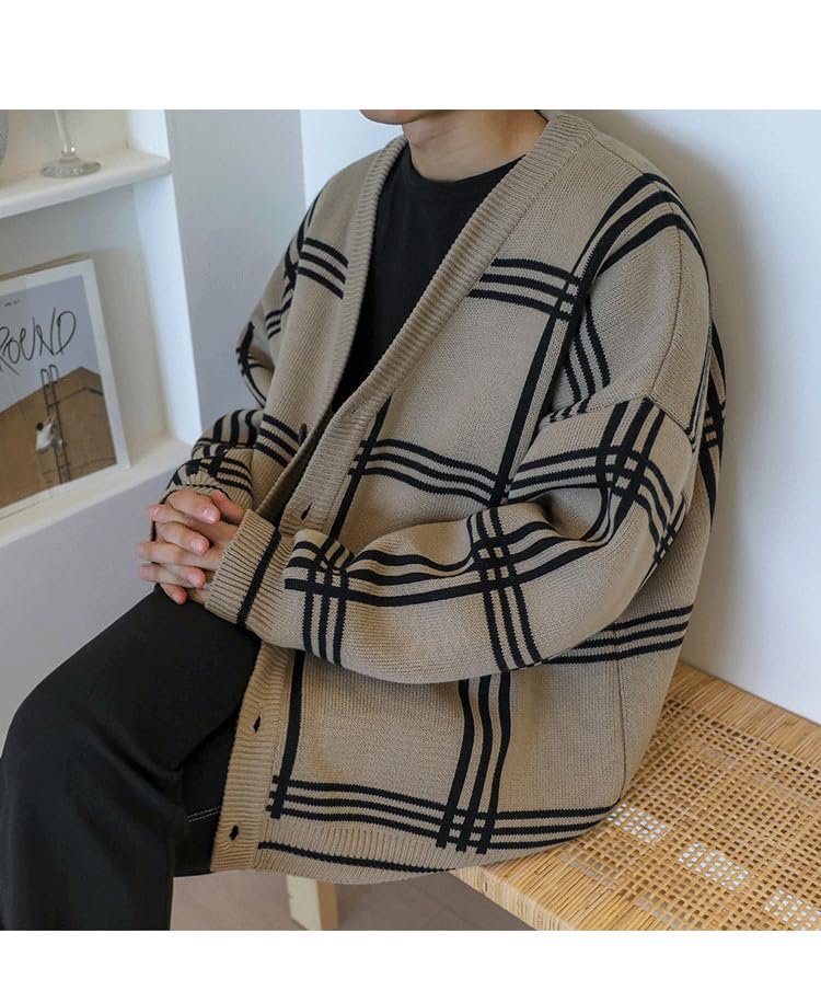 Striped Sweater Cardigans for Men Women Plaid Preppy Academia Clothing Vintage Grunge Aesthetic Sweater Korean Fashion2