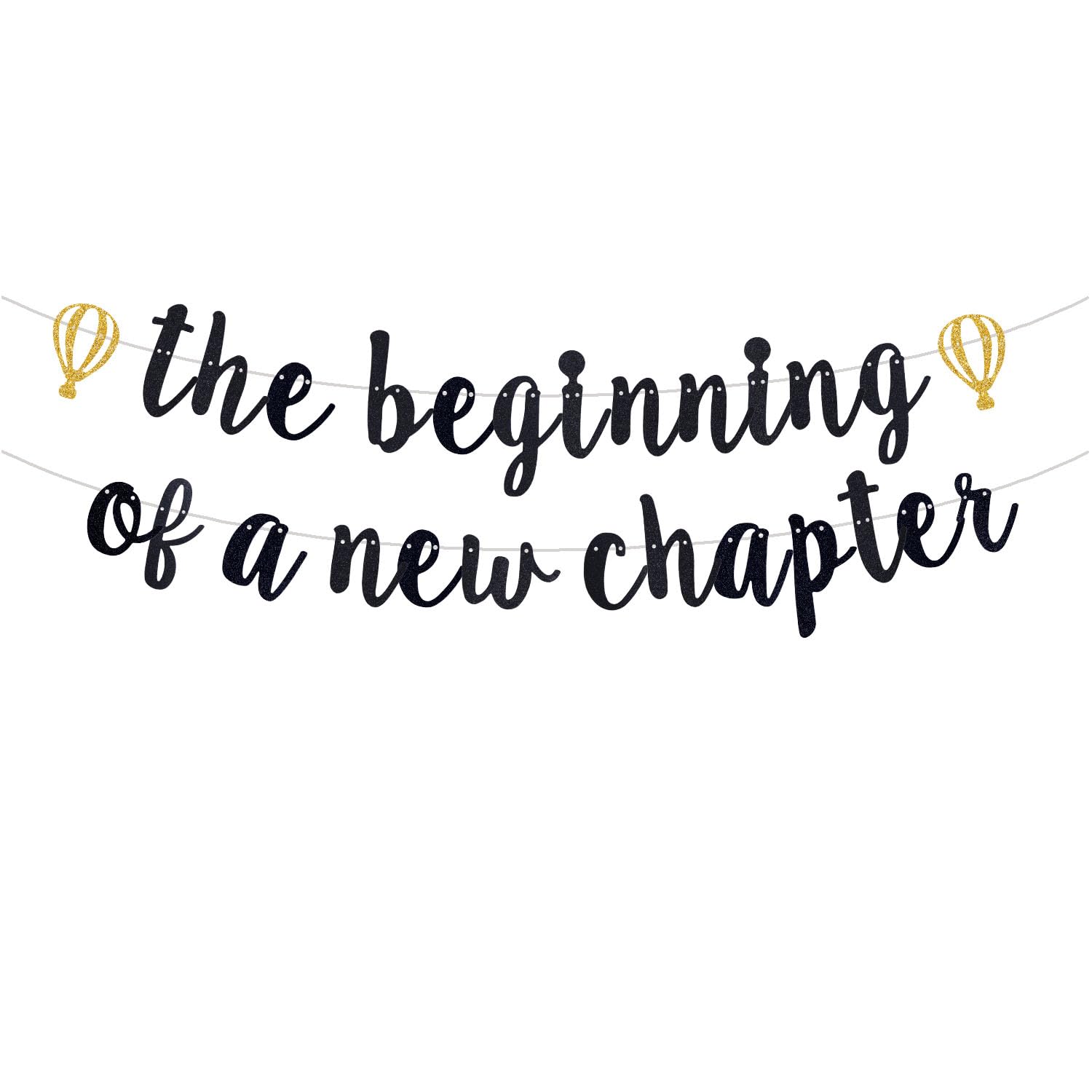 ENILSA The Beginning of a New Chapter Banner,Black Glitter Paper Sign for Farewell/Graduation/Retirement/Baby Shower/Engagement/Job Change/Goodbye Party Decorations.(Pre-Assembly)