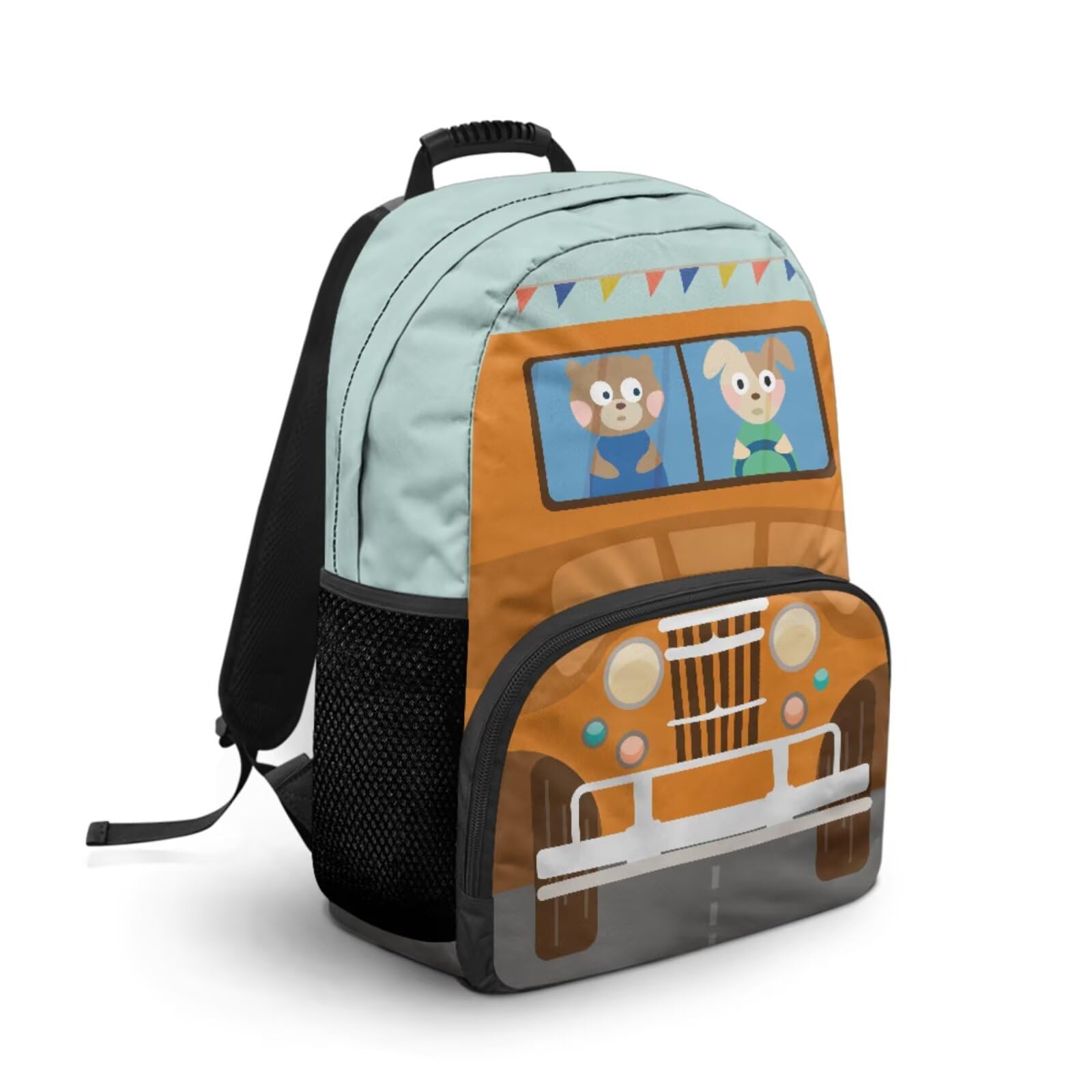 GWDDCMGYH Backpack for Girls Car Print Strap School Bags Bookbag Lightweight Backpack Set with Lunch Bag Pencil Bag for Elementary Students