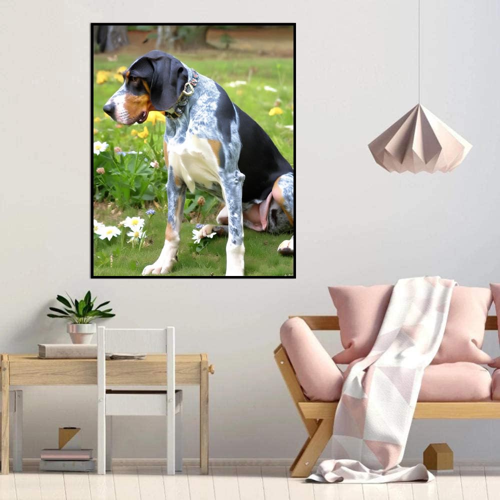 Paint by Numbers Bluetick Coonhound Dog DIY Acrylic Painting Kit with Brushes Pigment Oil Painting Artwork Adults Beginners Wall Decor 20x24inch(50x60cm) Frameless