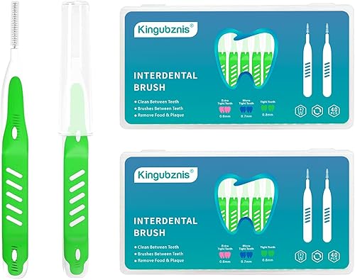 OUMJCING Cepillos interdentales, limpiador de cepillos dentales, herramienta de limpieza de dientes de cabeza dental, con funda portátil para