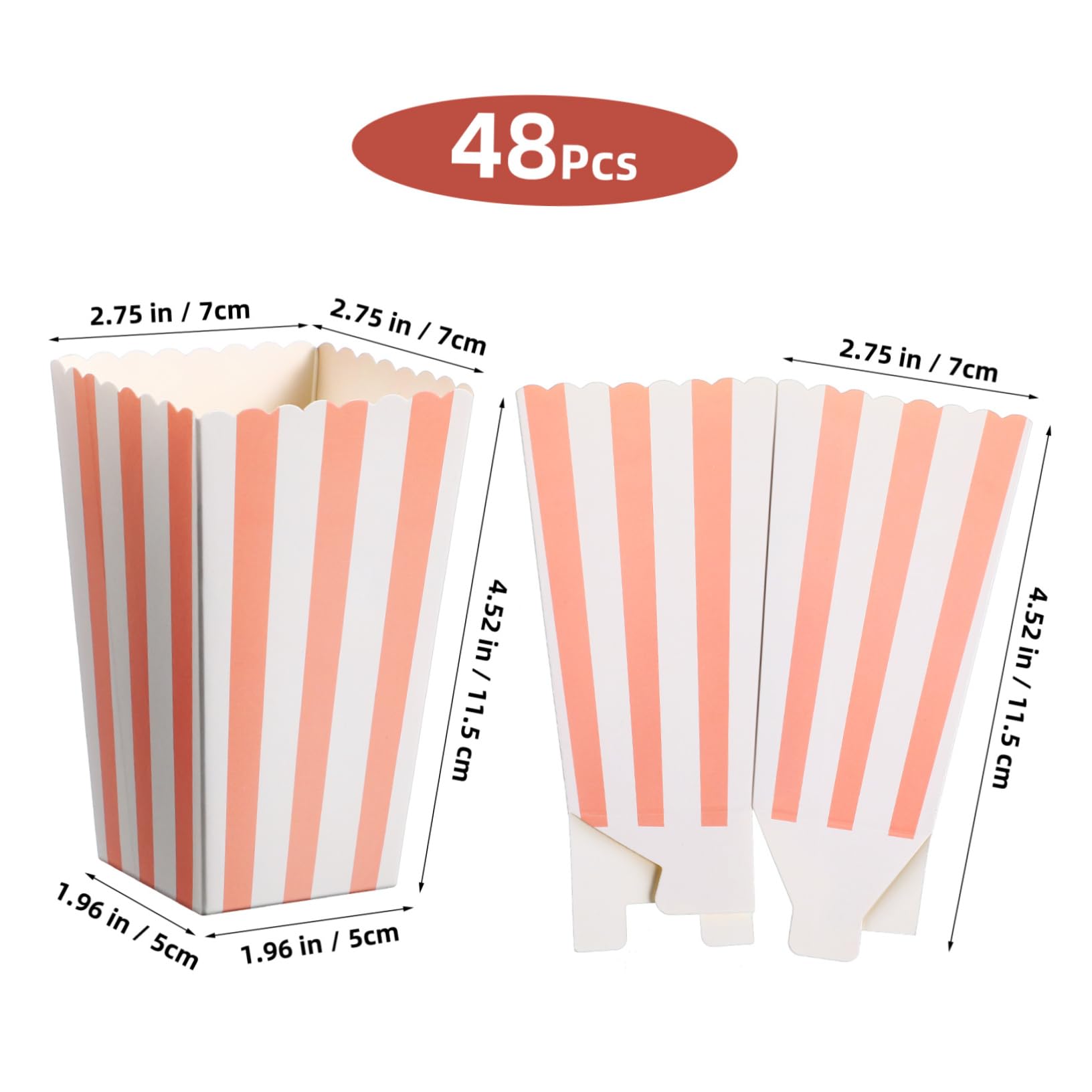 OFFSCH Cute Popcorn Boxes 48 Pack Bulk Popcorn Holders French Fry Holders for Party