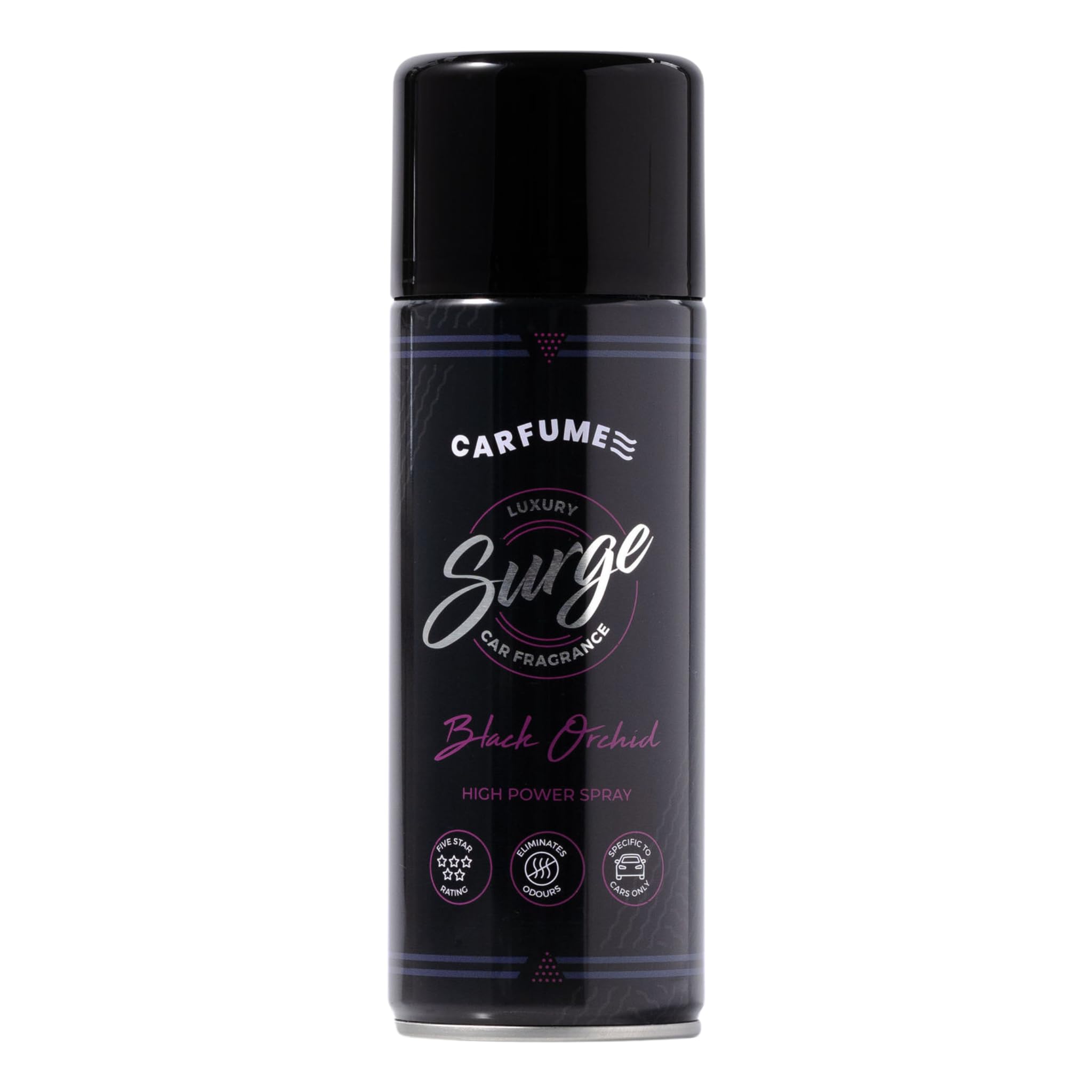 Carfume Black Orchid Surge Can Original | Premium Ylang-Ylang, Sandalwood & Incense Fragrance | Luxury Unisex Car Air Freshener Spray - Odour Eliminator - UK Made Car Accessories