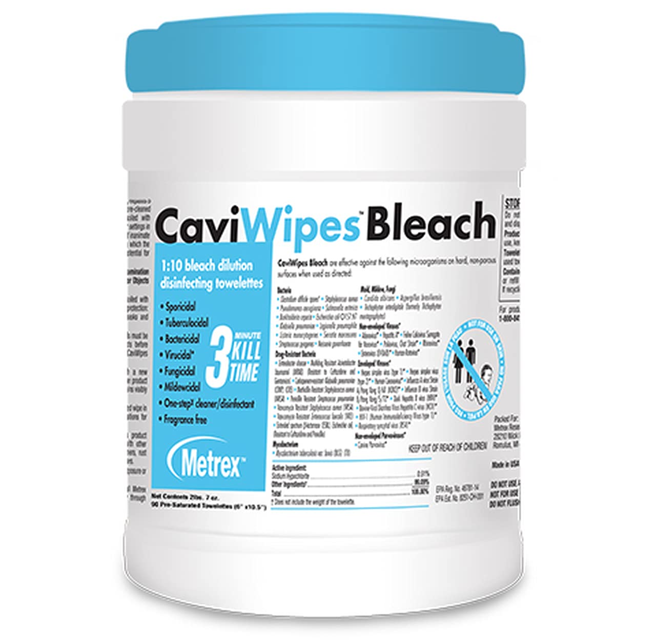 CaviWipes Bleach Pre-Saturated Disinfecting Towelettes 90 ct.