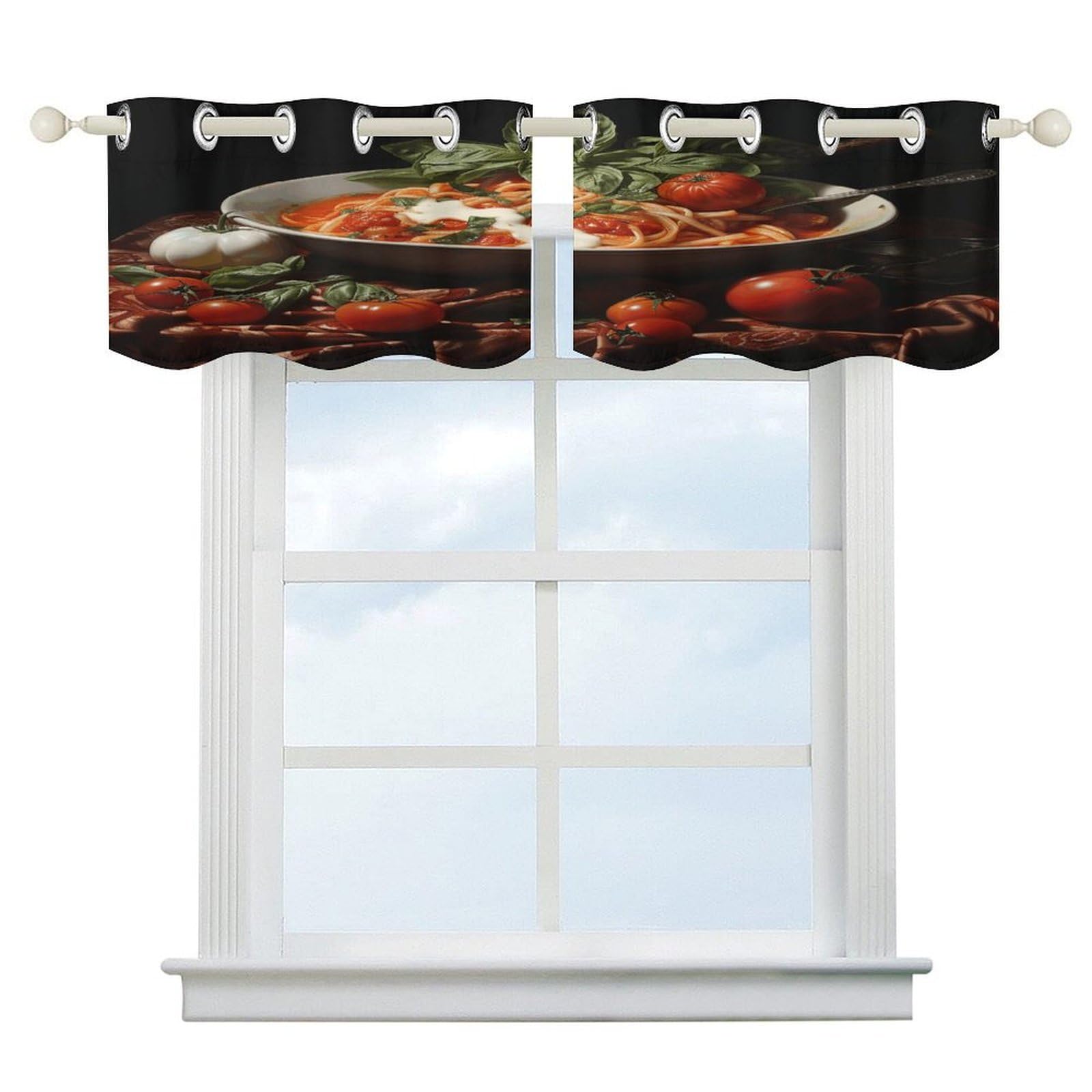 Fekiloot Style Italian Pasta Pictures Short Curtains Valance Curtain