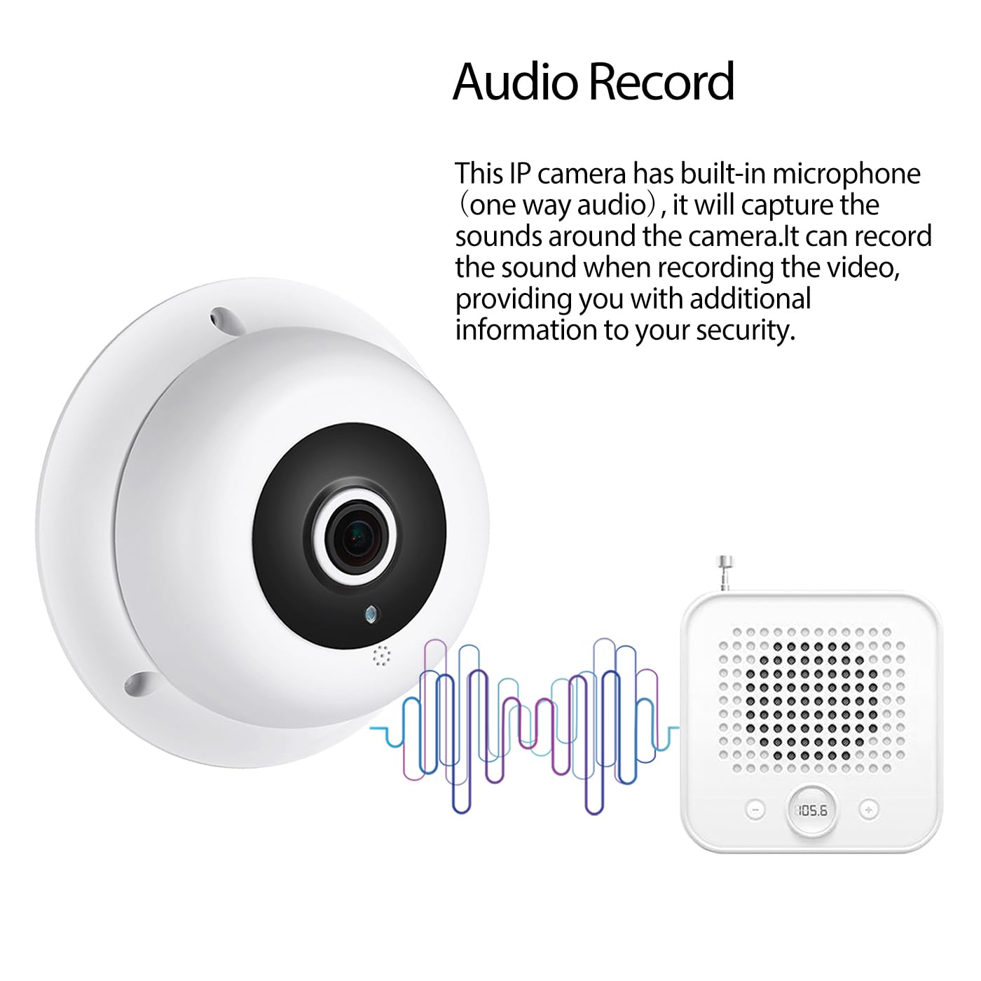 Kamera HD 5 MP Fisheye IP z mikrofonem, kamera monitorująca do wnętrz, audio, obiektyw 1,7 mm, widoczność w nocy, widoczność w nocy, na podczerwień, CCTV, wideo POE IP, P2P H.265, wykrywanie