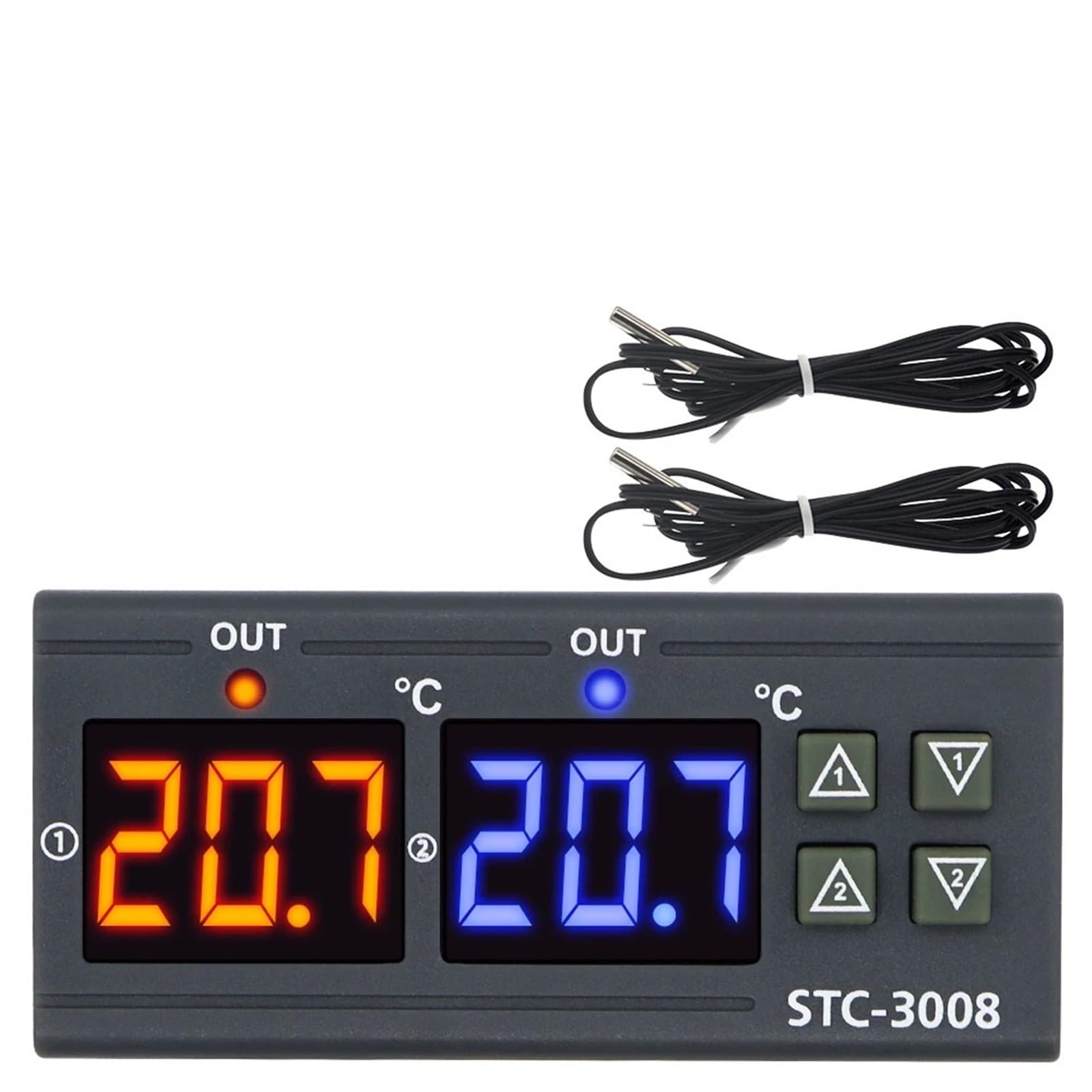STC-3008 Cyfrowy regulator temperatury AC 110V 220V DC 12V 24V Podwójny higrometr ogrzewanie chłodzenie dwa wyjścia przekaźnikowe AC(DC 24V)