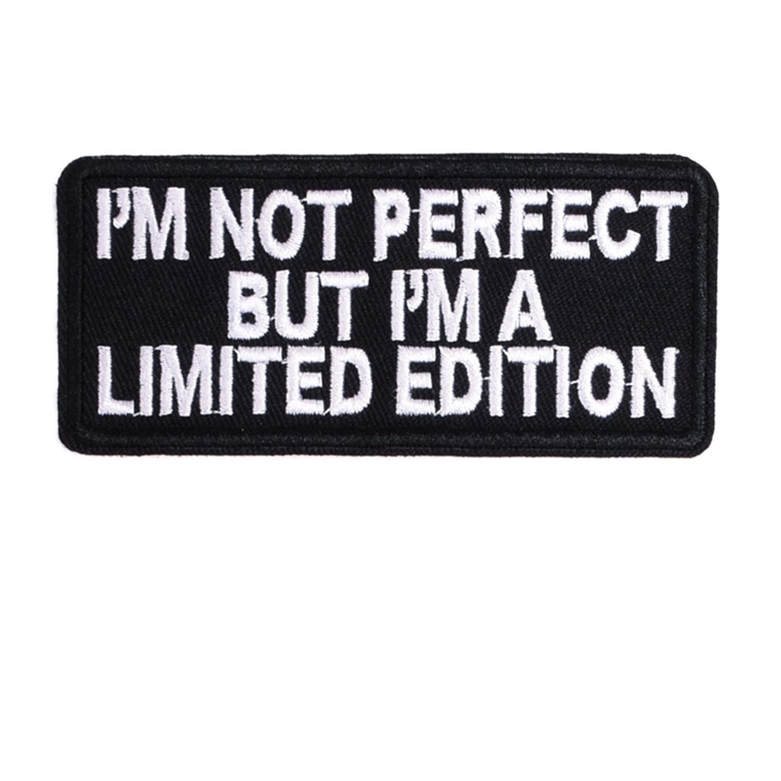 I'm NOT Perfect But I'm A Limited Edition Embroidered Patch Black and White English Alphabet Embroidery Patches Iron on Letters Embroidery Patch for Clothing Jeans Jacket Embroidered Stickers Badges