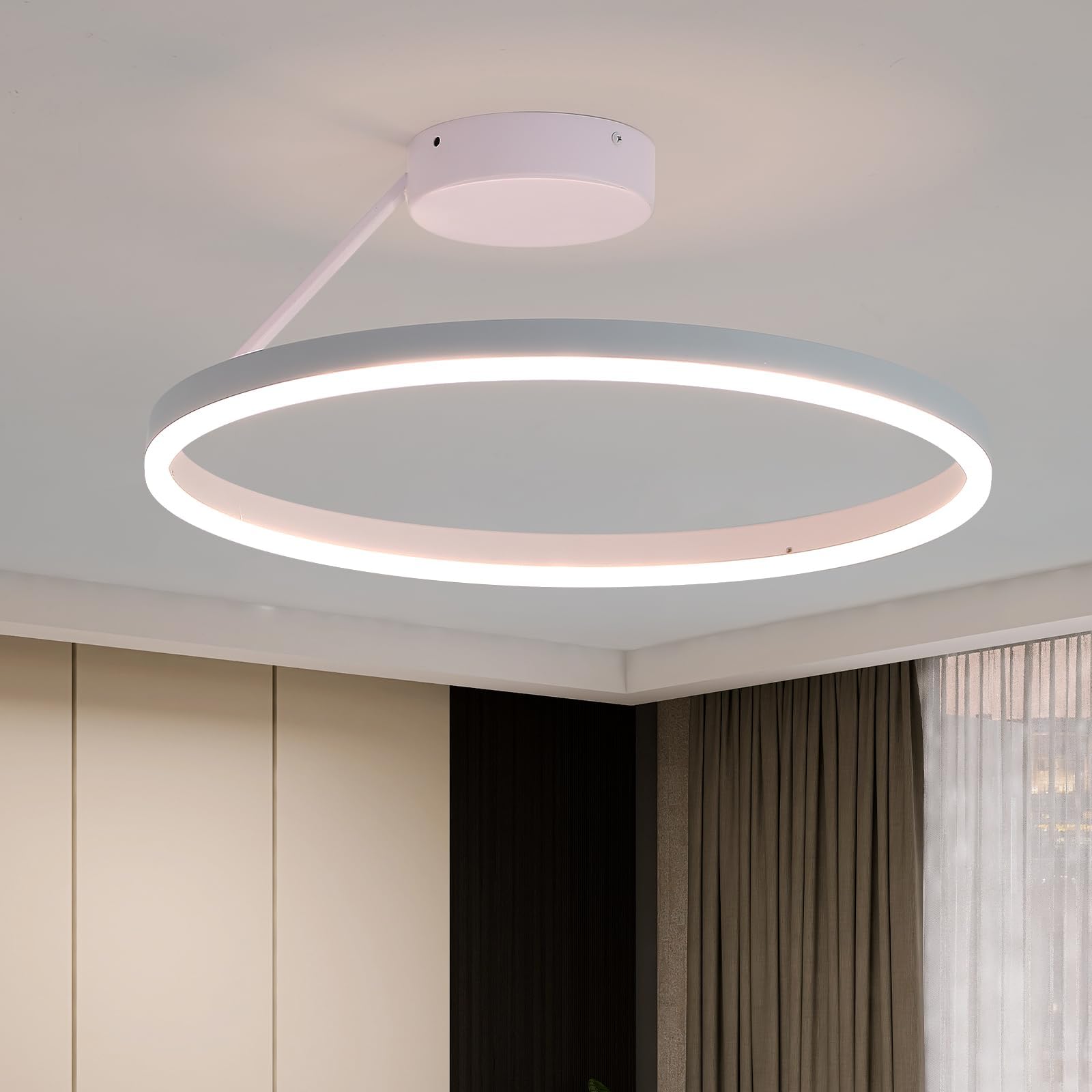 Ring Deckenlampe, Runde LED Deckenleuchte, Moderne Einfache Deckenlampen, Weiß Dimmbare deckenleuchten, Geeignet für Wohnzimmer, Esszimmer, Schlafzimmer, Küche, Korridor, Flur 50cm