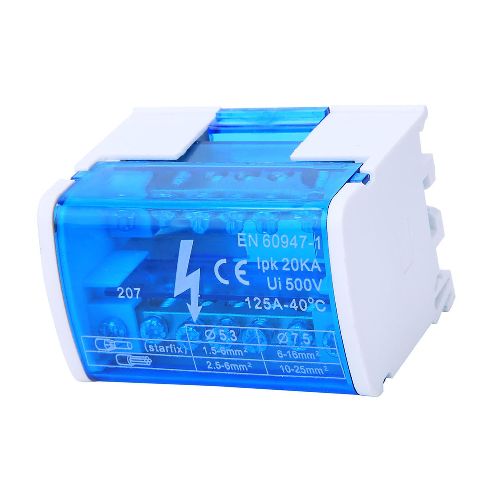 Bornier sur Rail Din, Connecteur de Câblage Compact avec Cache Anti-poussière Transparent – Boîte de Distribution 207 pour Armoire de Commande et Appareillage de Commutation