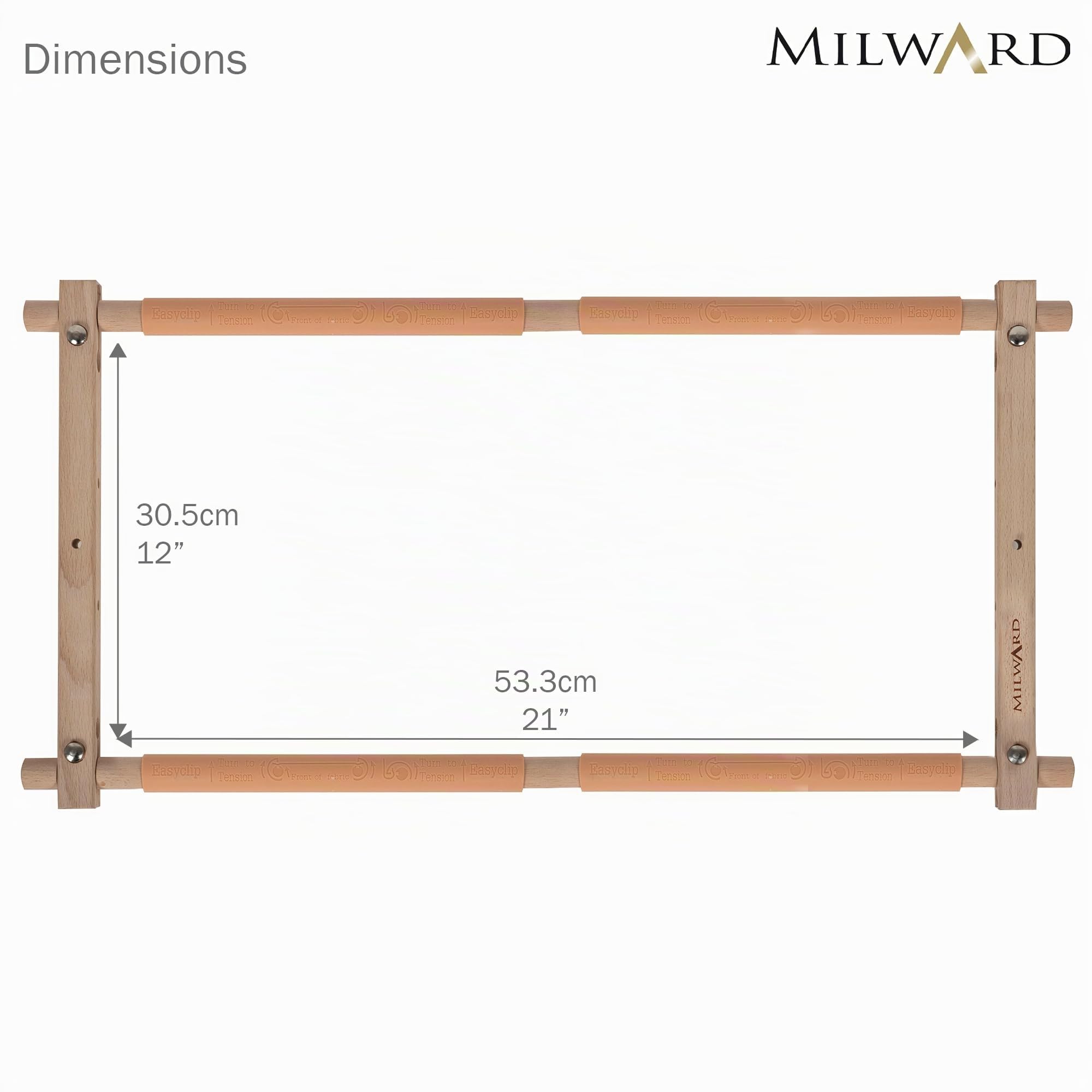 Milward Cadre rotatif pour tapisserie - 53,3 x 30,5 cm - Cadre à clipser pour broderie, point de croix, travaux d'aiguille, matelassage - Bois de hêtre
