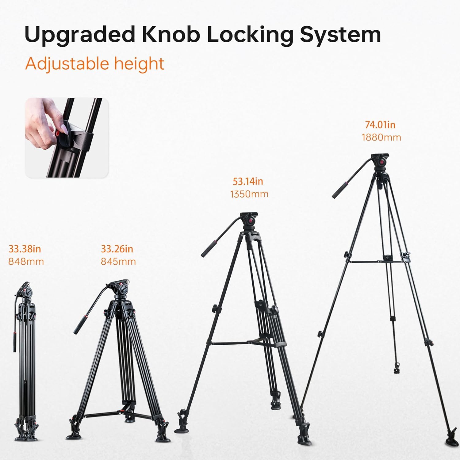 VILTROX（ビルトロックス）プロ級三脚「VX-18M」 Amazon | VILTROX プロ三脚 188cm可能 3way雲台 VX-18M ビデオ