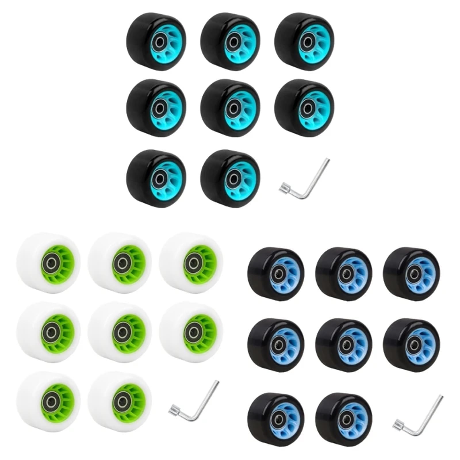Roue de Planche à roulettes avec roulements, Ensemble de Patins à roulettes, Accessoire de Patins à roulettes à Double rangée, Roue de Remplacement for quads pour Les Parcs, Les patinoires