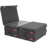 Stackable Tape Storage Boxes - Dust-proof Racks with Lid - Audio Cassette Holder Pack of 4- Holds 192 Cases - 16.34 x 9.25 x 3.4 Inches Grey