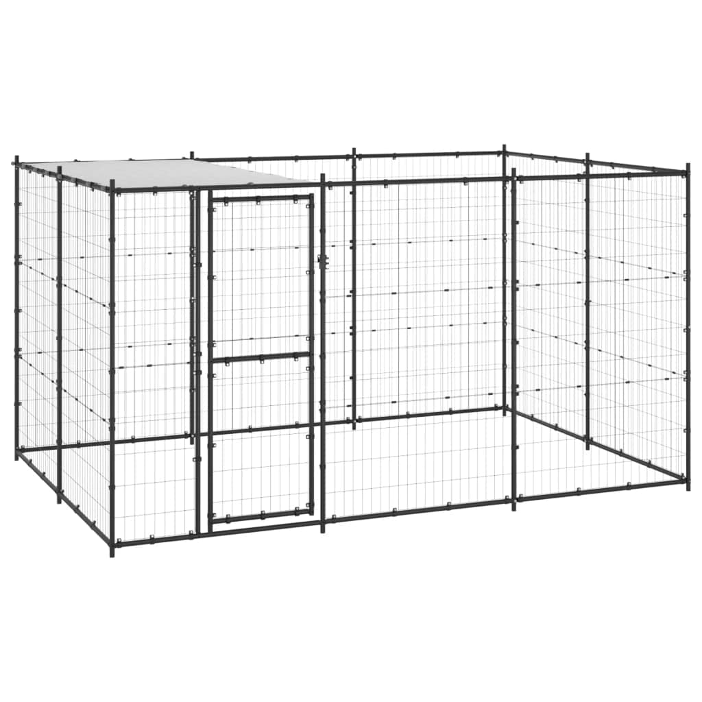 BaraSh Outdoor-Hundezwinger mit Überdachung Stahl Gartenzaun Zaun FüR Hunde Freigehege Kleintierzaun Outdoor Hundegitter Garten Haustier Zaun Garten 7,26 m²