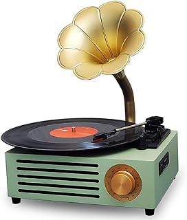 Vintage Classic Style Phonograph Gramophone,vinyl Player Support 3.5mm Audio Bluetooth 4.2 Aux-in/USB Flash Drive,Vintage Phonograph Record Player 3 Speed For Entertainment And Home Decoration