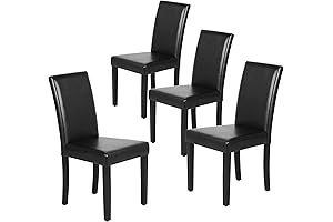 Yaheetech Black Leather Dining Chairs - Redefine Modern Dining with Elegance