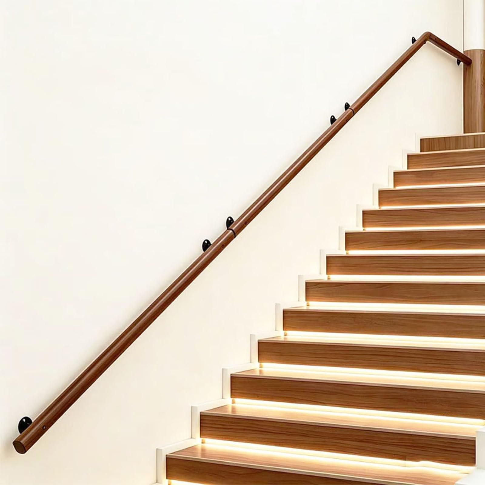 Lmvyuvlf Women's Deep Walnut Color 150Cm/4.9Ft Indoor Wood Stair Handrail, Wall Mount Banister Rail, Staircase,Corridor Non-Slip Support Bar For Child, Seniors, Pregnant(,80Cm/2.6Ft)