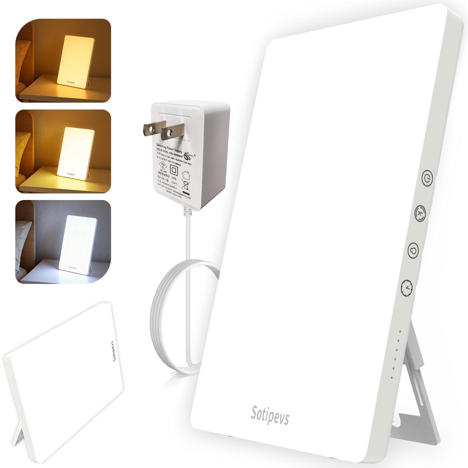 Sotipevs Light Therapy Lamp, 15,000 Lux Happy Lamp, Adjustable Brightness UV-Free, Touch Control Sun Lamp with Memory Function Timer - Ideal for Home Office Desk Use to Boost Mood, Focus 12 Inches White