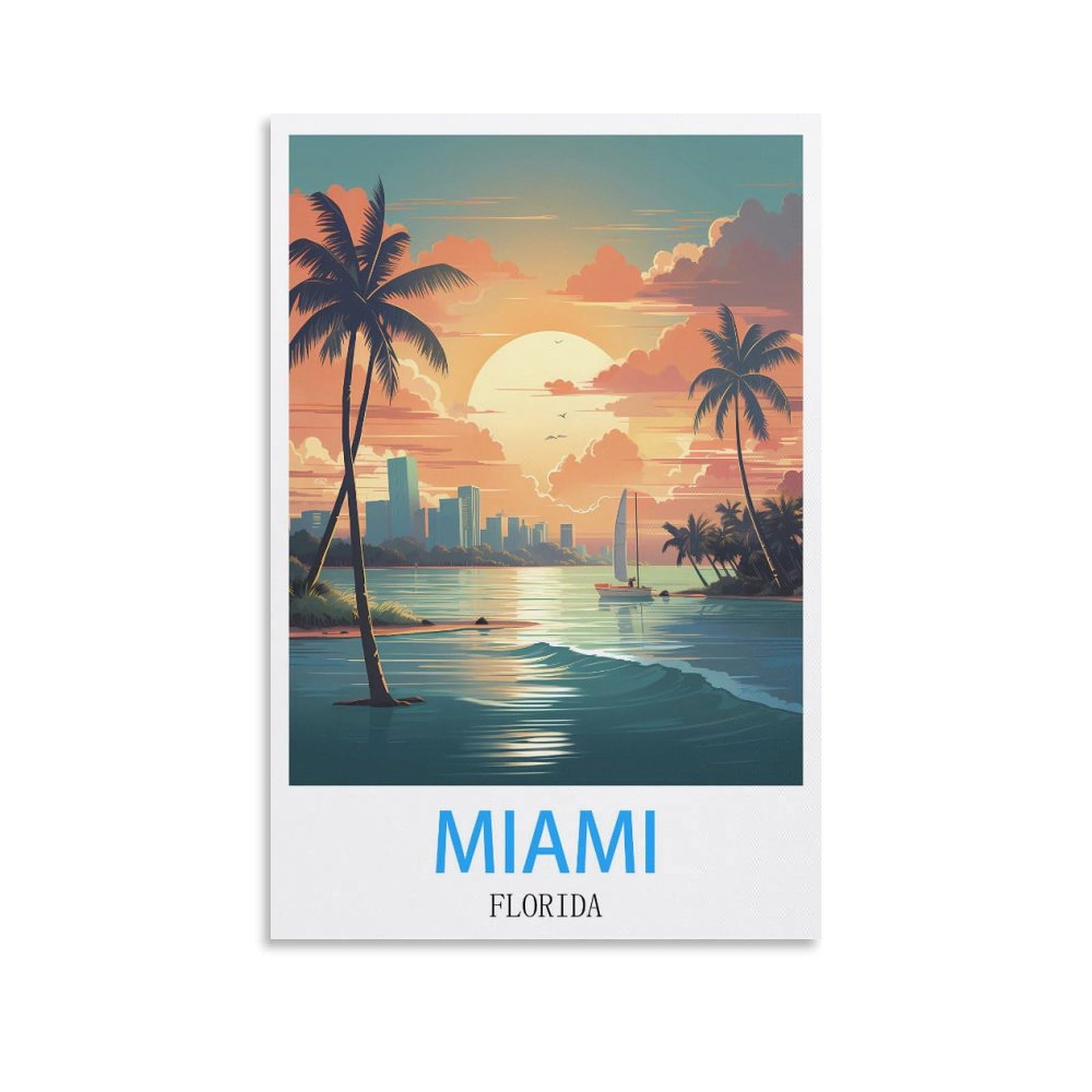 Vintage Metal Tin Sign Miami Floridas Kitchen Bar Novelty Gift Metal Tin Wall Décor Sign 15x30cm