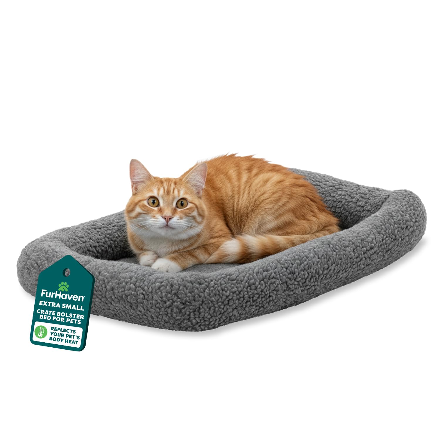 FurHaven Dog Bed for Extra Small Dogs Cats Bolster Crate Pad with Soft Supportive Base for Carriers Kennels