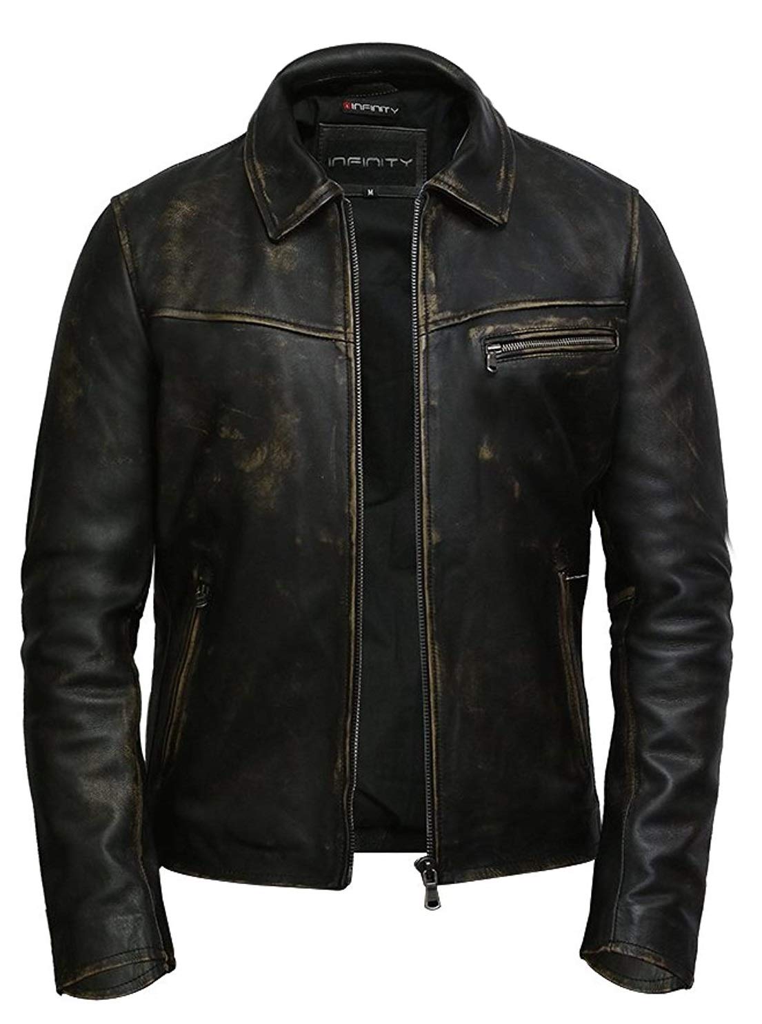 BRANDSLOCK Mens Leather Jacket Genuine Slim Fit Designer Look (X
