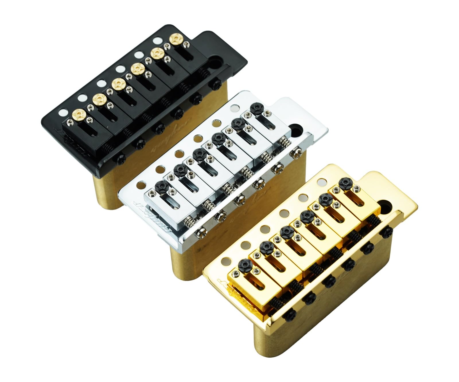 Guyker Gitarren-Tremolo-Brücke mit Edelstahl-Sattelsaitenraum 10,5 mm und Messingblock, Pop-In Vibrato-Stange, komplettes Installationsset für 6-saitige E-Gitarre (GG1001-S, Chrom)