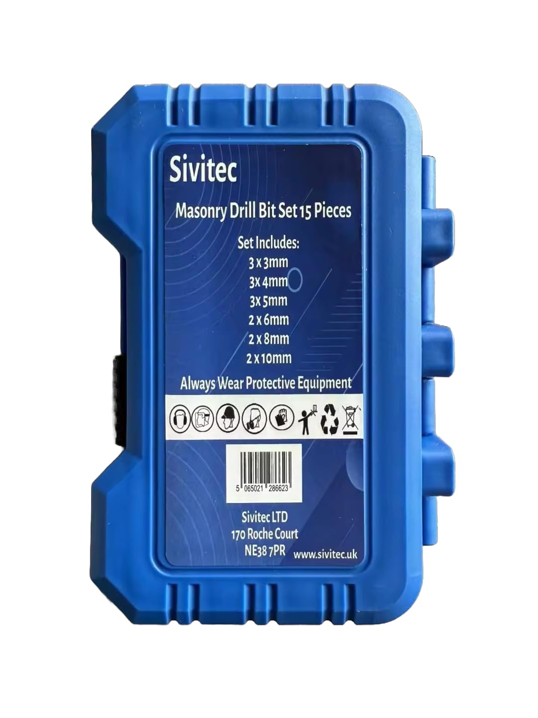 Sivitec Blue 15-Piece Masonry Drill Bit Set, Tungsten Carbide Tipped, Carbon Steel, with Storage Case, 3 to 10 millimeters - Image 2
