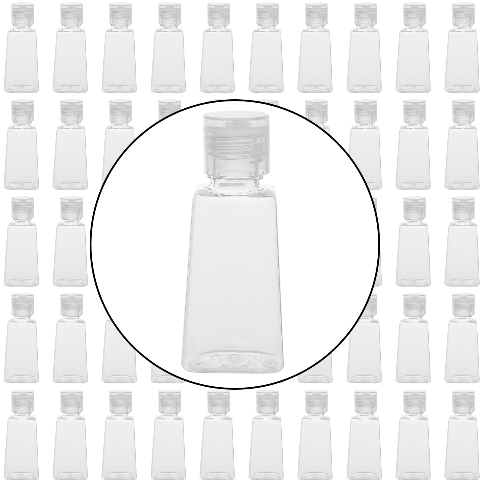 MANCHAP 100 Pack 1oz Plastic Empty Squeeze Bottles, 30ml Clear Travel Refillable Squeeze Bottles with Flip Cap for Lotions, Creams, Toiletries