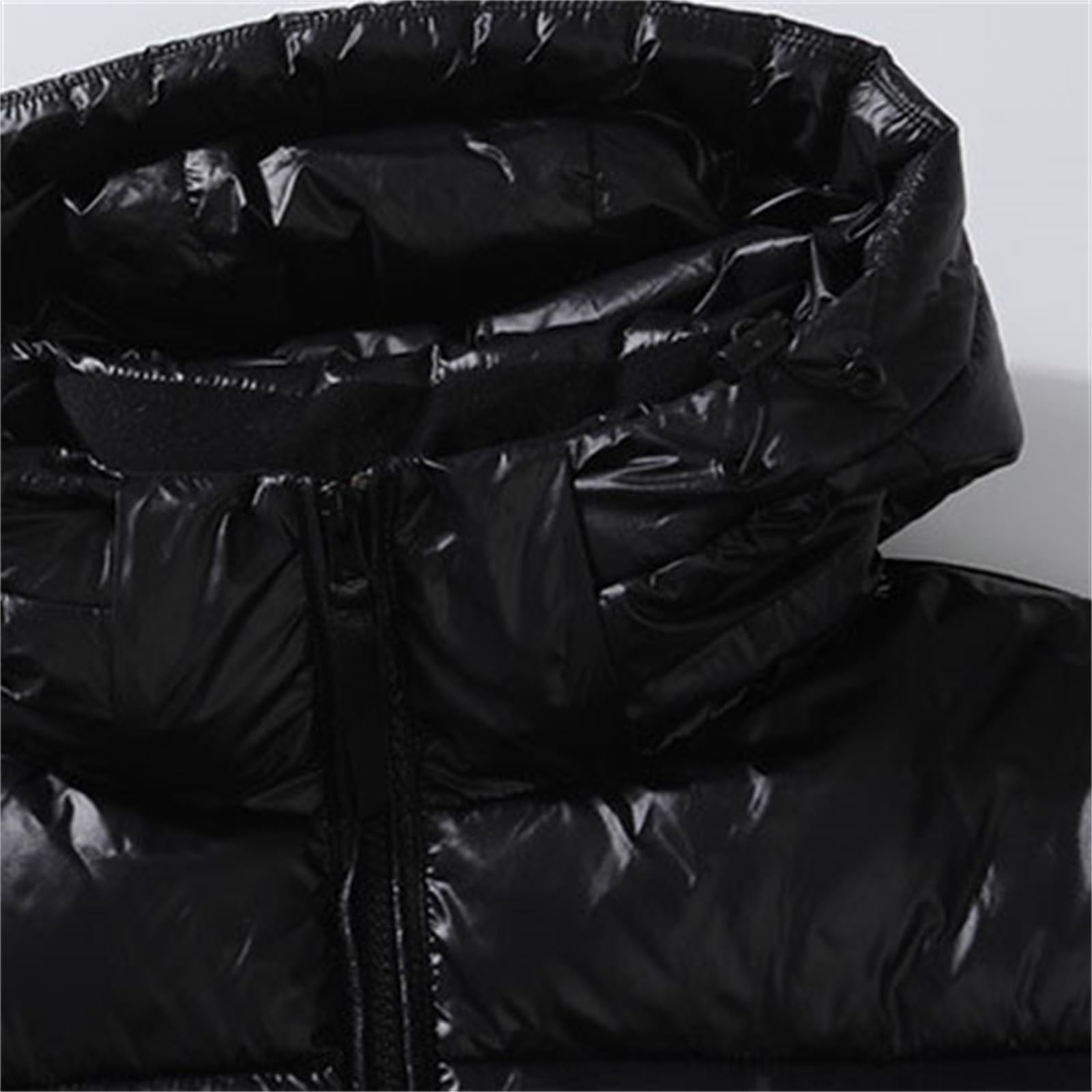Giacca trapuntata Glossy da uomo, tinta unita, spessa giacca termica, giacca a buffer, vestibilità rilassata, giacca trapuntata per attività all'aria aperta, calda, giacca invernale leggera
