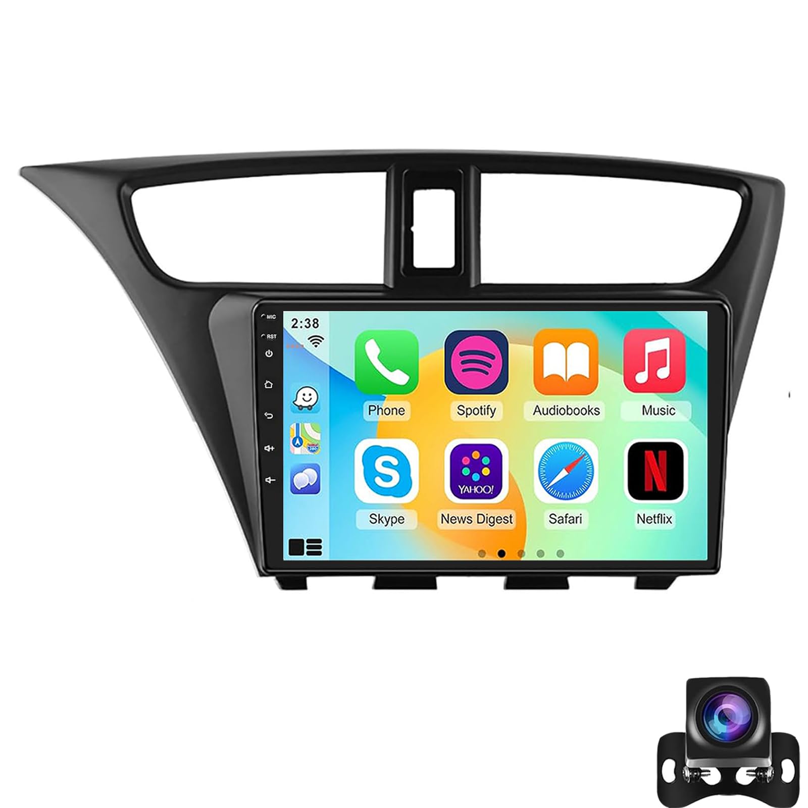 Dcoiek 9-Inch Android 15 Car Radio For Hon-da Civic 2012-2017 LHD With Android Auto/Carplay GPS Navigation WiFi Bluetooth FM Radio Split Screen USB SWC Multimedia Player Camera(Color:4G 8G+256G)
