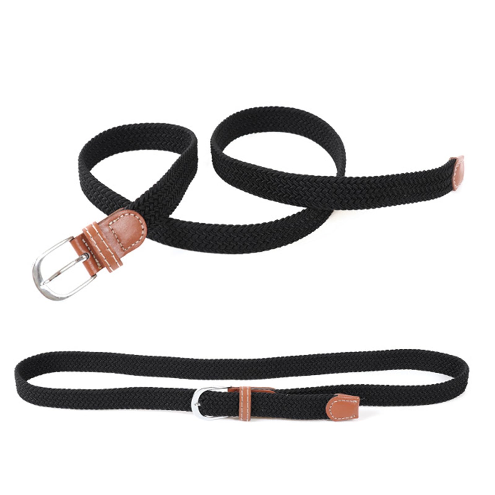 Ceinture élastique tressée extensible pour jeans et pantalons Taille réglable avec boucle sans trou Design décontracté