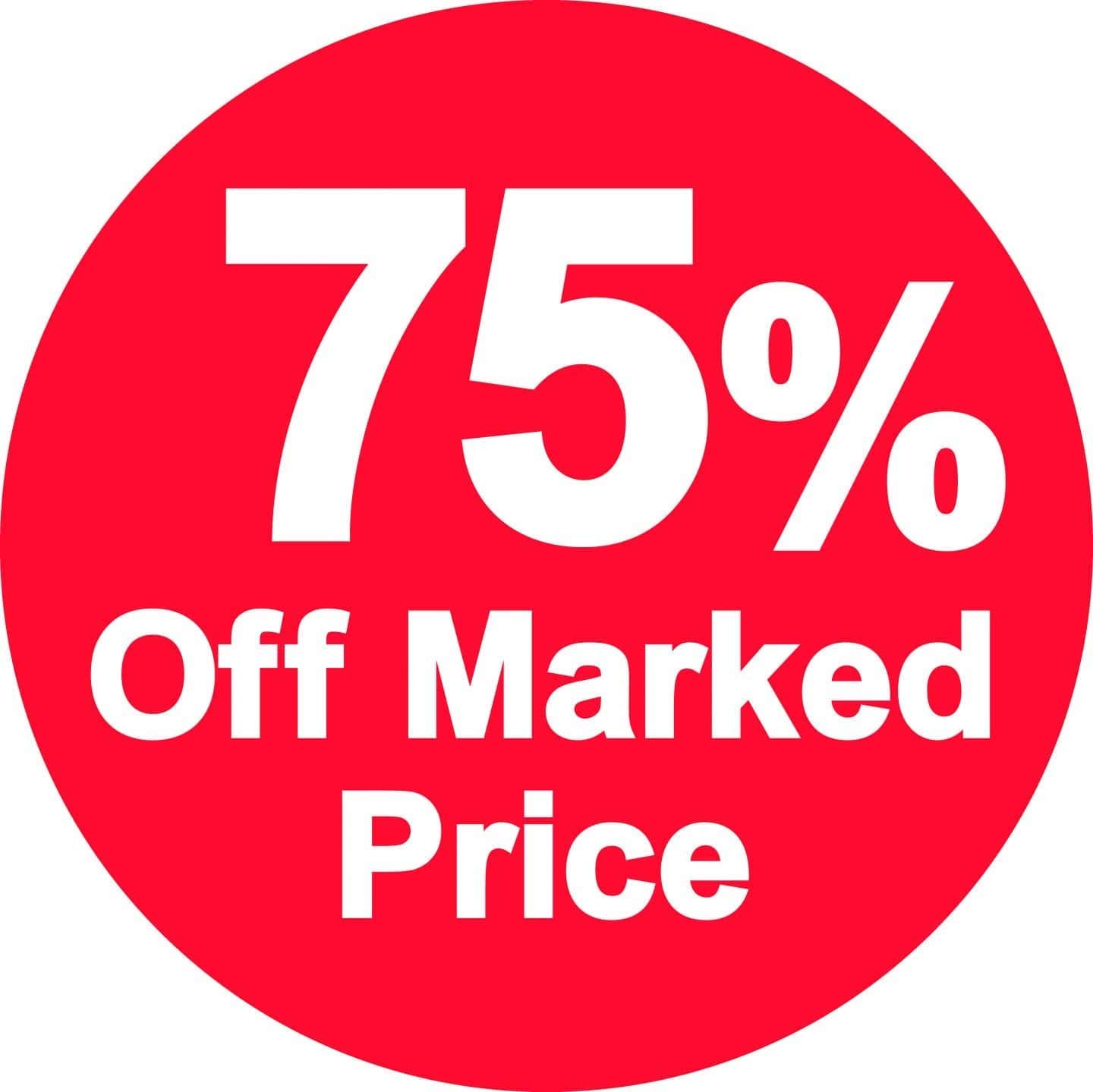 % Off Marked Price Stickers, 75%, 25mm, Red, 10000