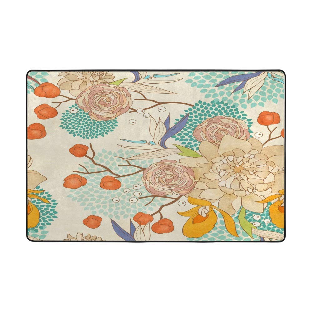 Tapis en peluche moelleux motif fleurs colorées pour réveiller la chambre enfant