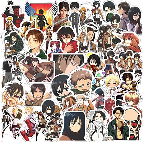 Image of FlyBuyHub Attack On Tittan Aesthetic Vinyl Journal Stickers for Phone Case, Laptop, Notebook, Water Bottle, Etc Self-Adhesive Stickers Set of 50 Glossy and Waterproof Stickers (Attack On Tittan)