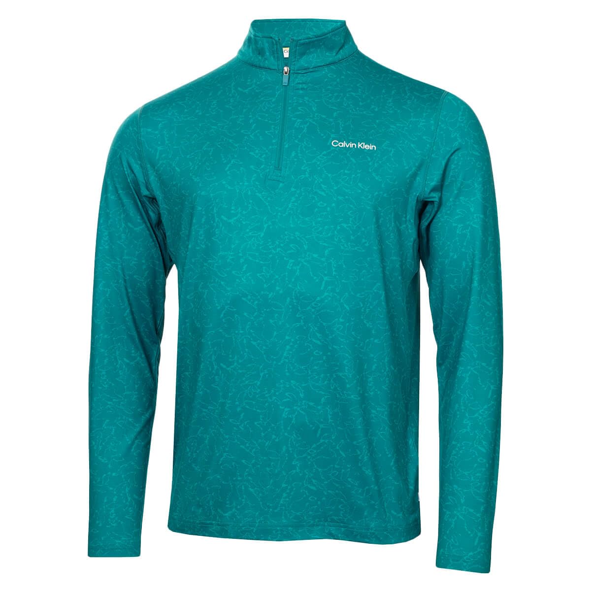Calvin Klein Mens Printed Newport Half Zip Soft Sweater - Sea Green - L