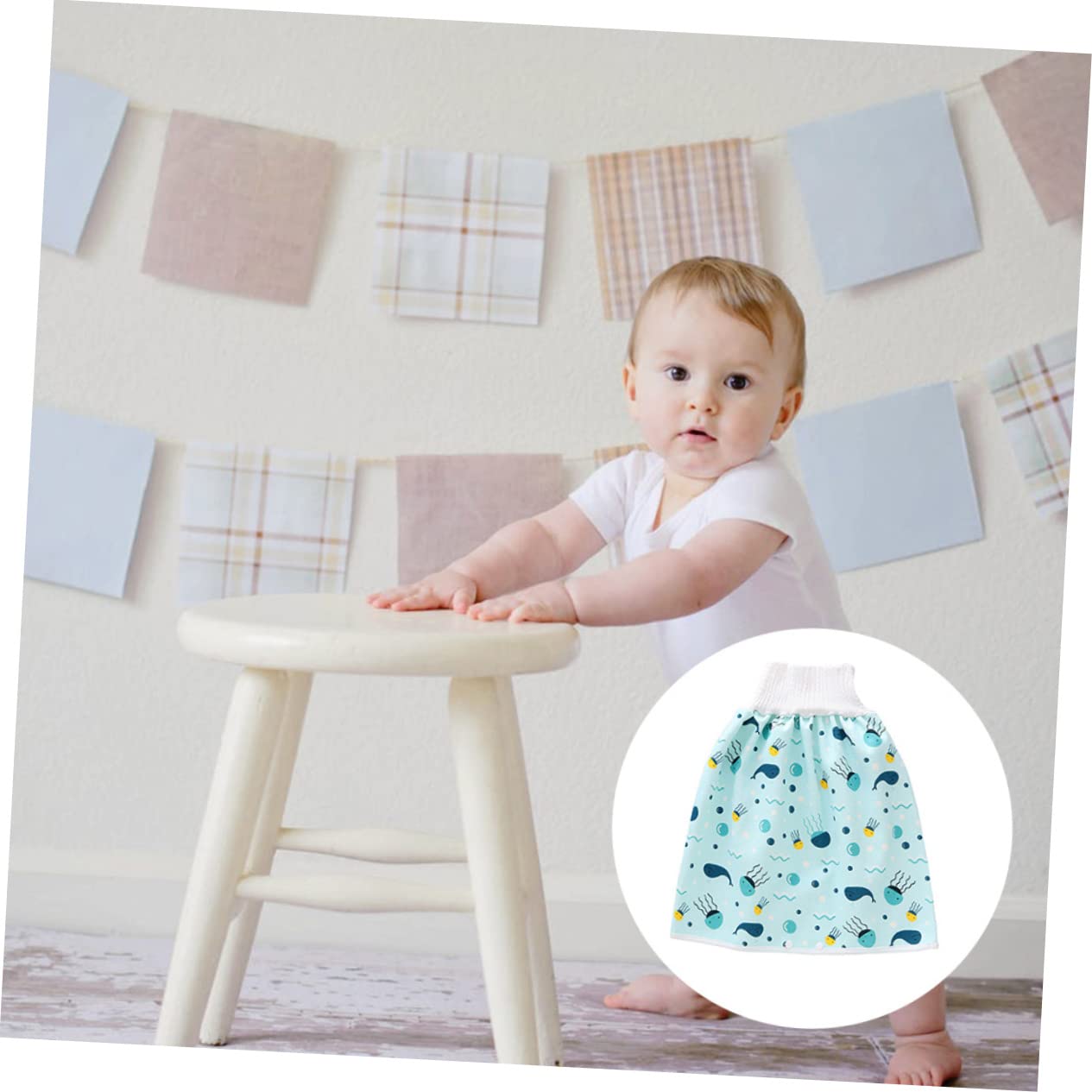 BESPORTBLE Training Skirt High Waist Potty Training Pants with Concealed Buckle Cartoon Design for Leak Prevention Sea Blue