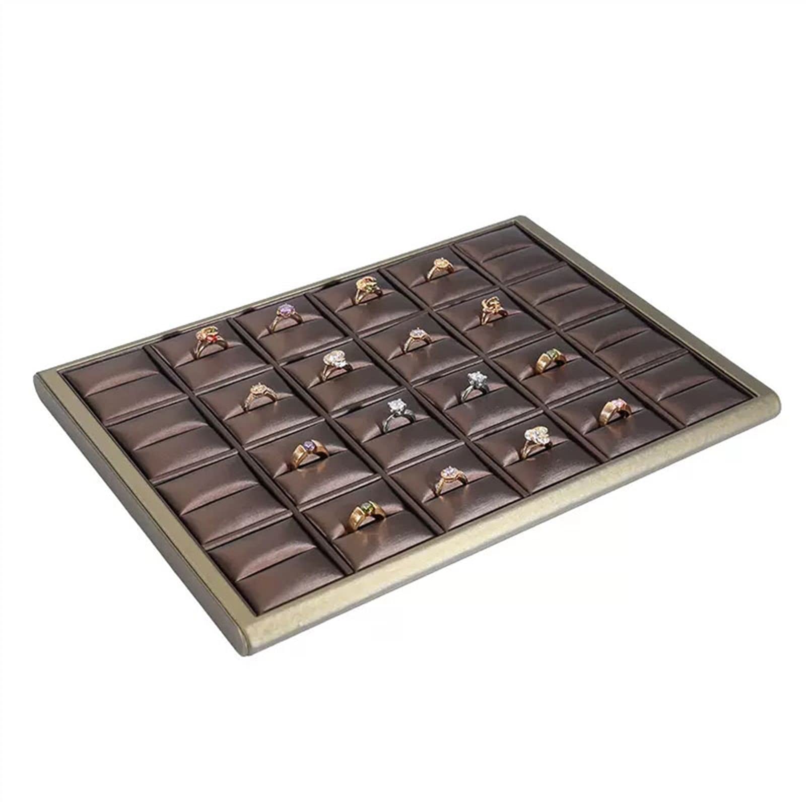 GRFITGRFIT Jewelry Organizer 24 فتحات حلقية عرض صواني عرض مجوهرات منظم حلقة إدراج صواني عرض منظم جلد PU لبيع المجوهرات Jewelry Stand