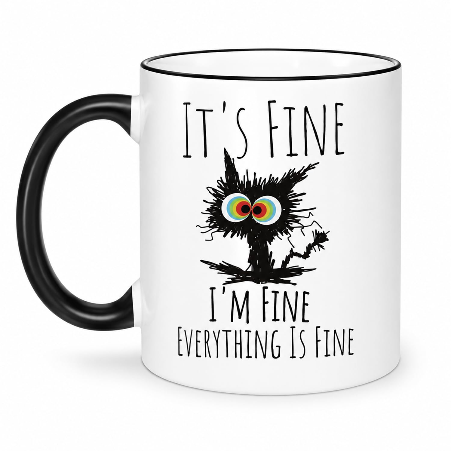 Funny Cat Mug for Men Women Cat Lovers, It’s Fine Everything's Fine Cat Cup