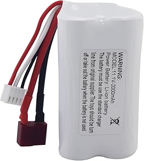 MOONZON 1PCS 11.1V 2000mAh T Plug Lithium Battery for R608 2104 210E 200E RC Speedboat, RC Boat Model, Tumbler Toy Battery Accessories