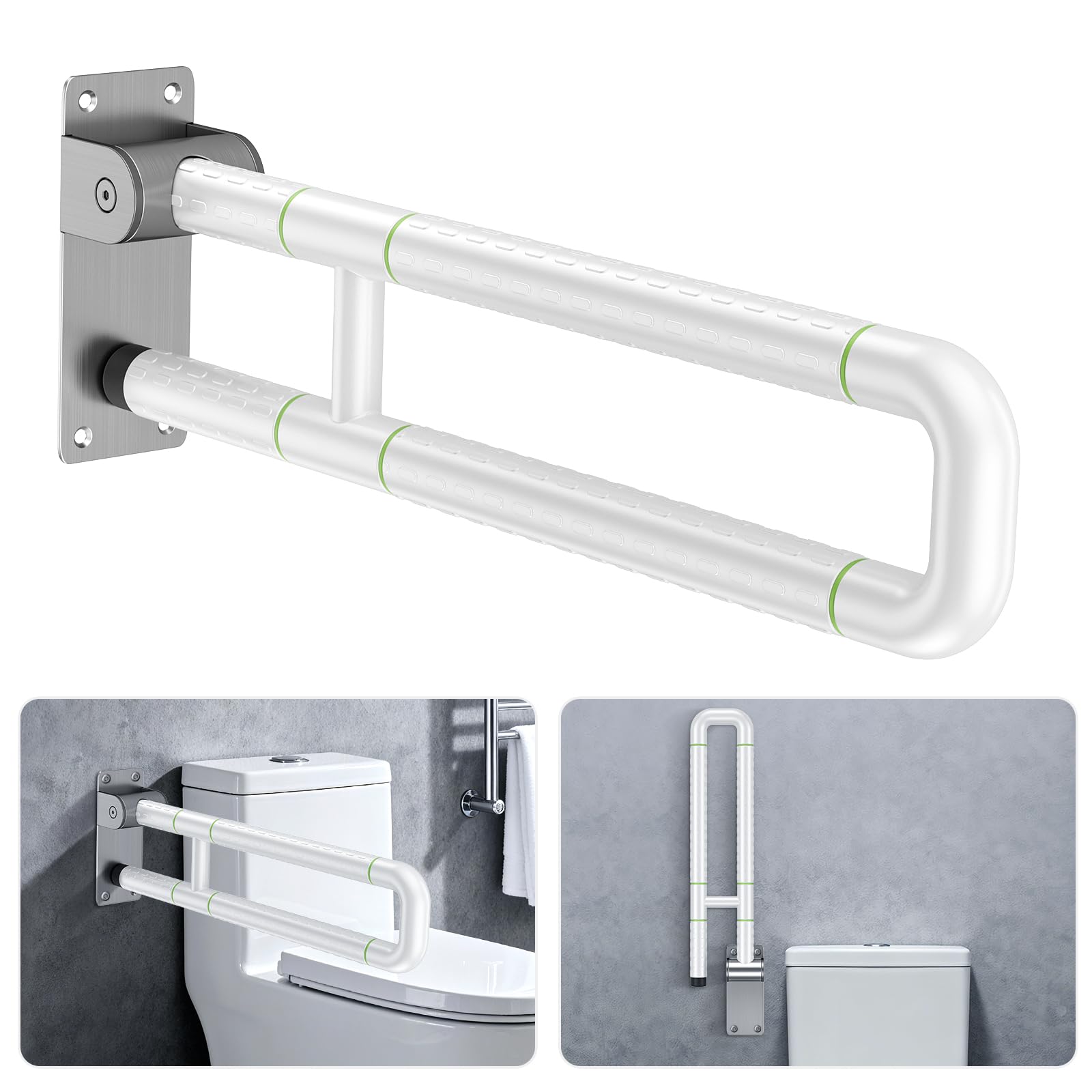 Barra di supporto per WC bianca 60 cm barra di supporto per bagno in acciaio inox bagno pieghevole maniglia di supporto di sicurezza 300~350 kg