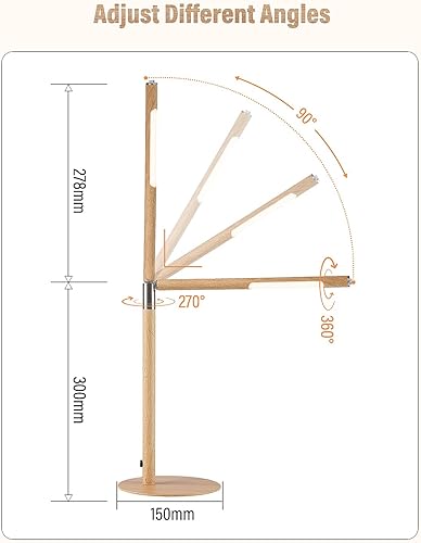 Vista 5 de Lámpara LED de escritorio, lámpara de ojo de oficina en casa, 3 modos, brillo infinitamente ajustable, metal, ajuste multiángulo, lámpara de grano