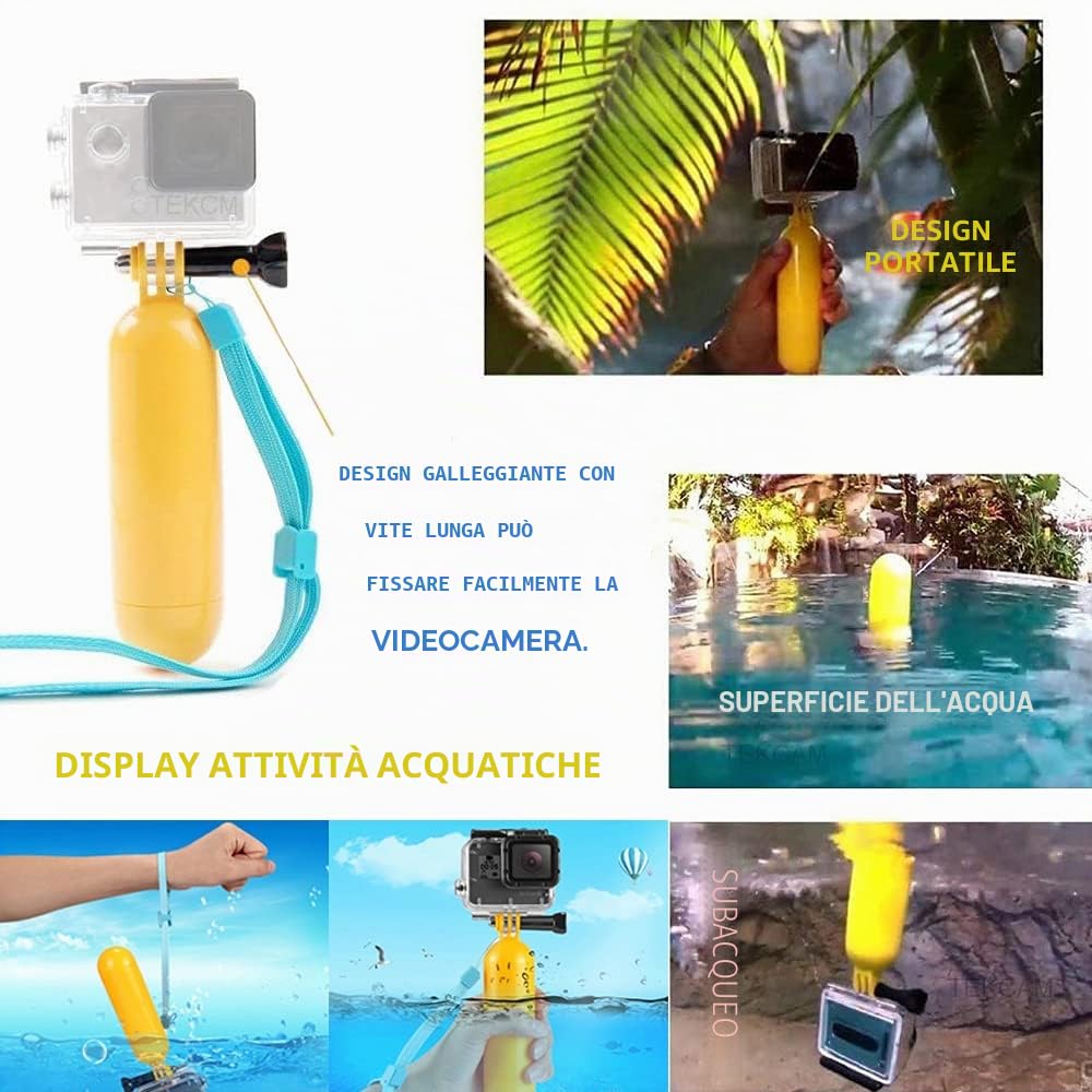 TEKCAM Kit Accessori per Action Cam 4 in 1 Compatibile con GoPro Hero 13 12 11 10/ AKASO Brave 4 Pro/COOAU/DJI Osmo Action 4 5 Pro/SJCAM/Insta360, Imbracatura da Petto Fascia da Testa
