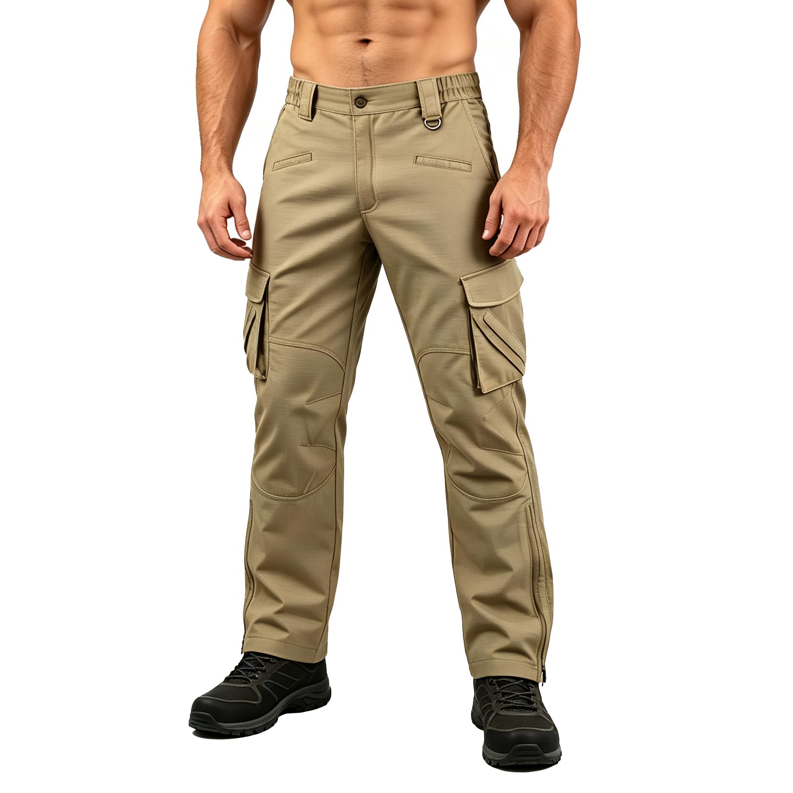 ZITY Arbeitshosen Männer Taktische Hose Cargohose Herren Elastische Taille Wanderhose Outdoor Bergsteigen Hosen mit Mehrfach Taschen