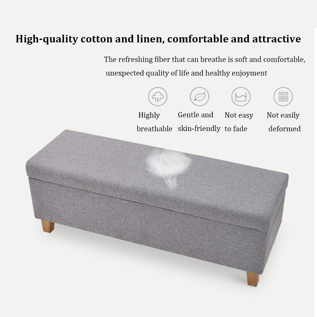Contenitore ottomano pieghevole beige con gambe in legno, grande pouf quadrato con coperchi rimovibili, scatola portaoggetti multifunzionale da giardino, 120 x 40 x 42 cm