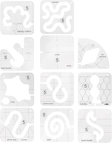 Juego de plantillas de acolchado, 11 piezas para máquina de coser doméstica, reglas de plantilla de acolchado de movimiento libre, transparentes