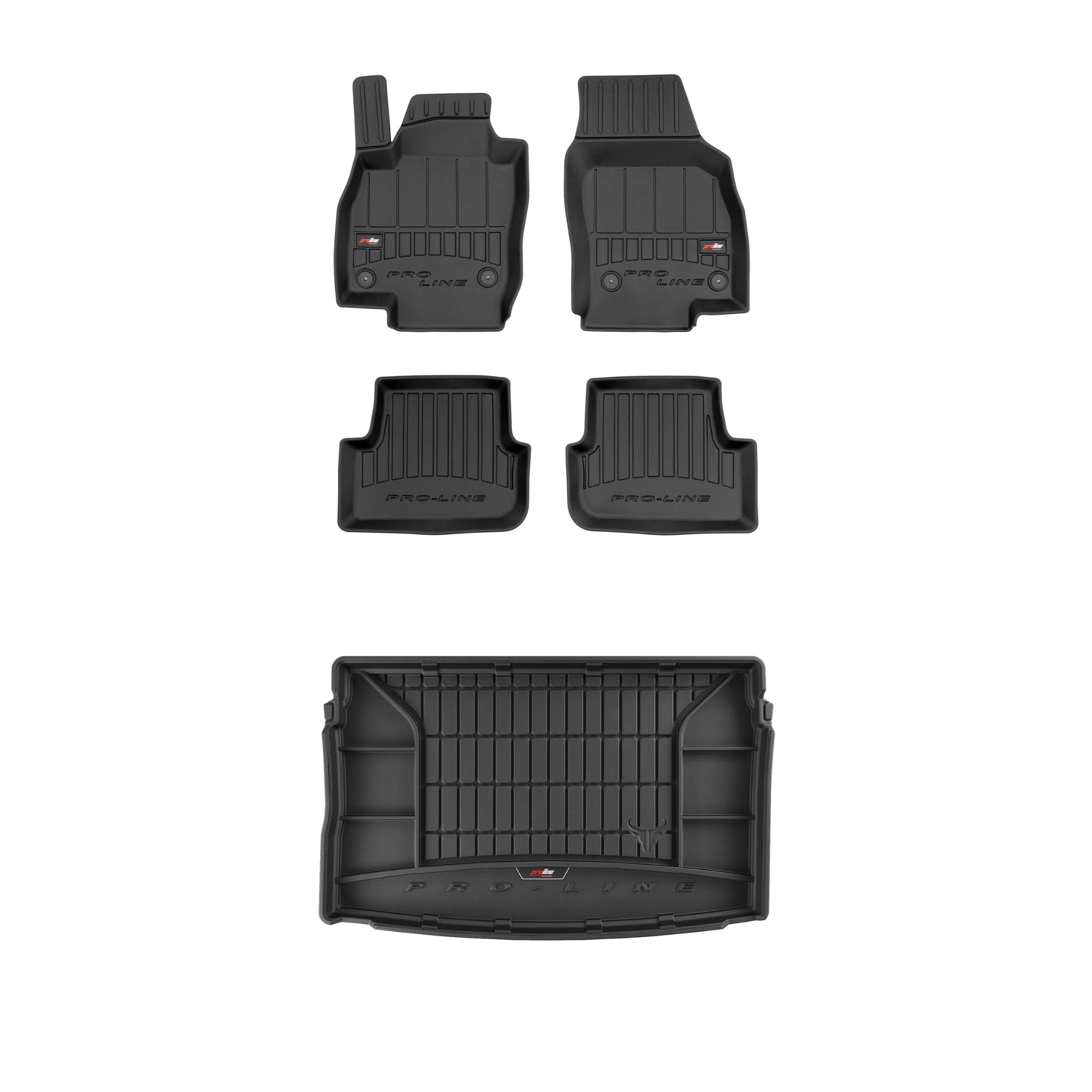 FROGUM ProLine 3D Un Juego de Alfombrillas de Goma para Coche y cubeta Maletero con Logo Alfombras para Seat Ibiza V Desde 2017| Los Bordes más Altos