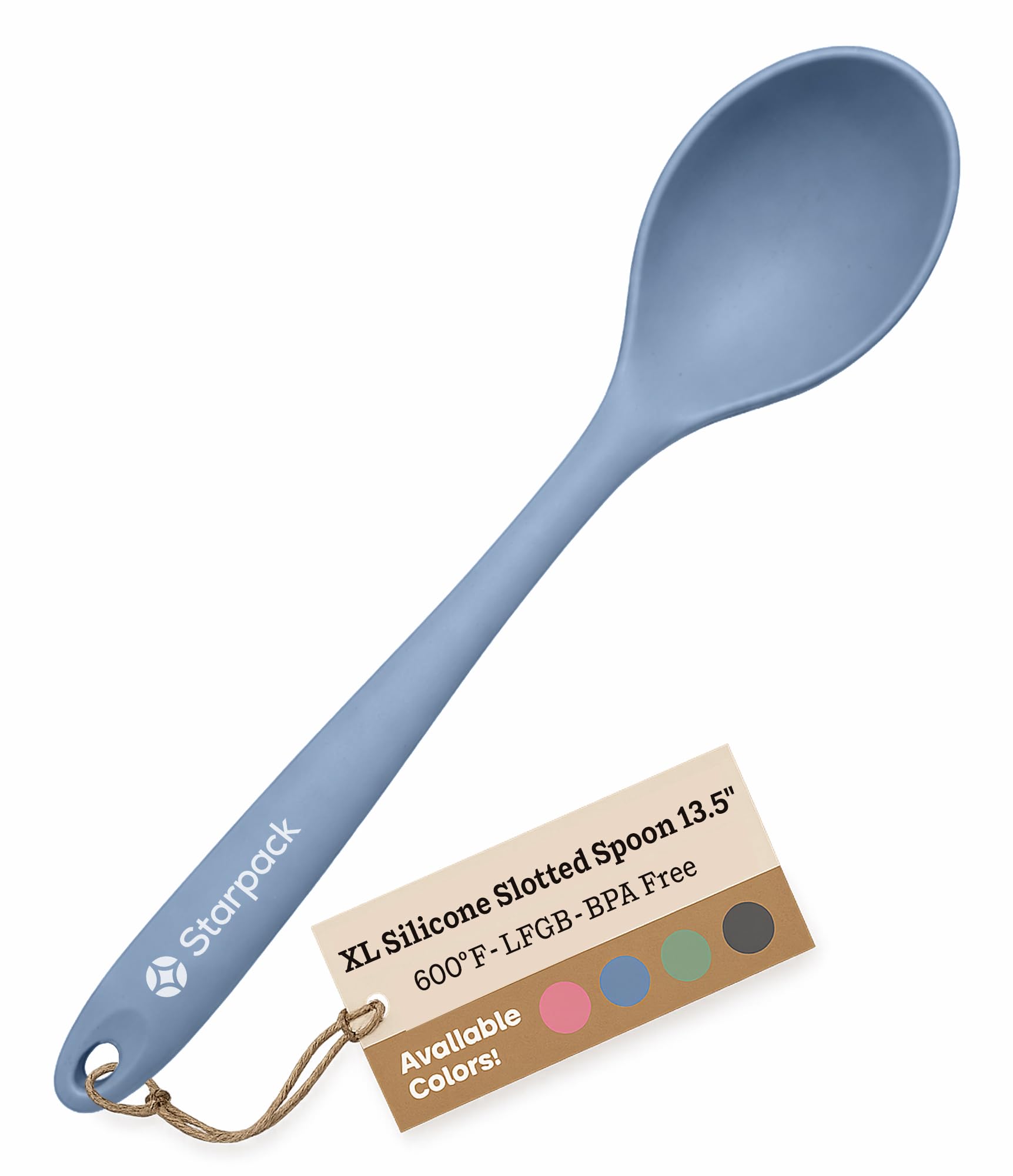 StarPack Premium XL Silicone Serving Spoon (13.5"), High Heat Resistant to 600°F, Hygienic One Piece Design, Large Serving Spoon